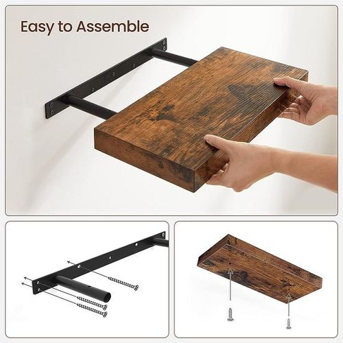 Floating Shelf, Wall Shelf for Photos, Decorations, in Living Room, Kitchen, Hallway, Bedroom, Bathroom, Rustic Brown LWS24BX