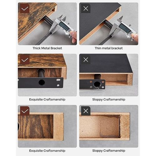 Floating Shelf, Wall Shelf for Photos, Decorations, in Living Room, Kitchen, Hallway, Bedroom, Bathroom, Rustic Brown LWS24BX