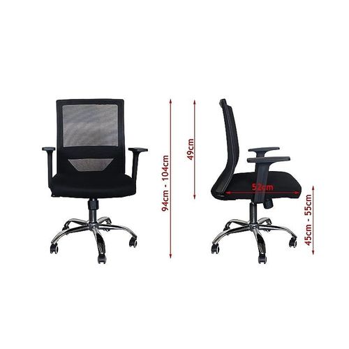 Ergonomic Adjustable Office Chair with Adjustable Arm Rests, Lumbar Support, Contoured Back, and Seat Cushion - Comfortable Seating Solution for Office and Home - Premium Medium back Black