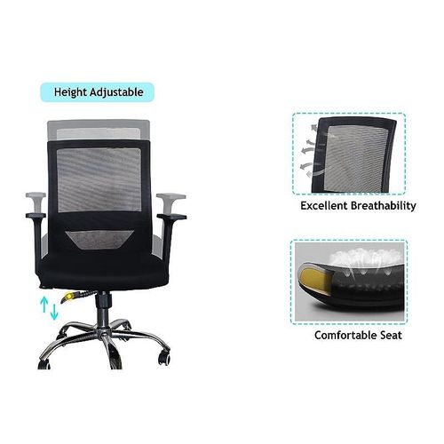 Ergonomic Adjustable Office Chair with Adjustable Arm Rests, Lumbar Support, Contoured Back, and Seat Cushion - Comfortable Seating Solution for Office and Home - Premium Medium back Black
