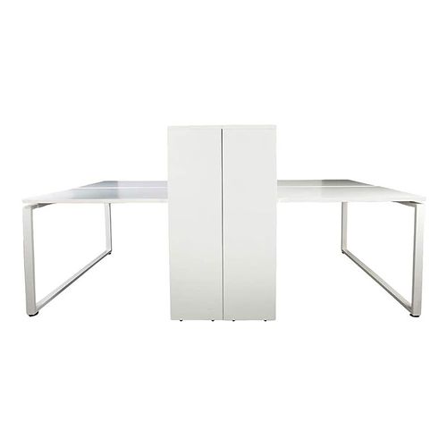 Projekt Modern Workstation Design With Side Cabinet Bookcase Metal Frame (240 CM)