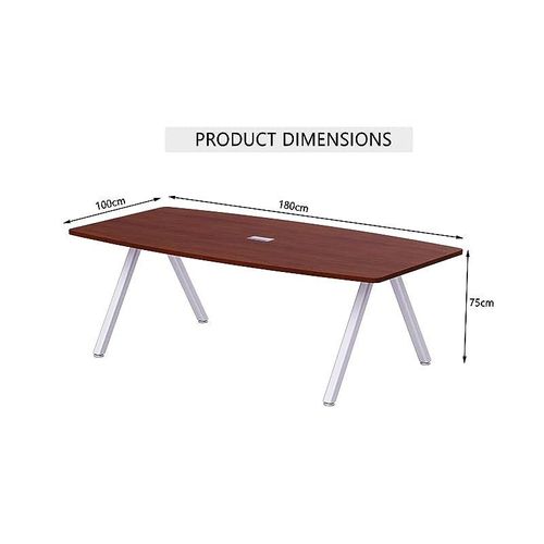 Incontro Modern Conference Table- Alluring and Functional Conference Desk with Cable Manager and Steel legs (180cm, Apple Cherry)