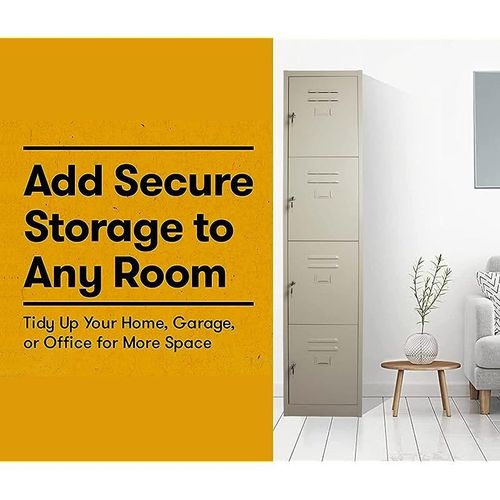 Victory Steel Japan Compartment Storage Steel Locker Filing Cabinet (Four Doors, Beige)