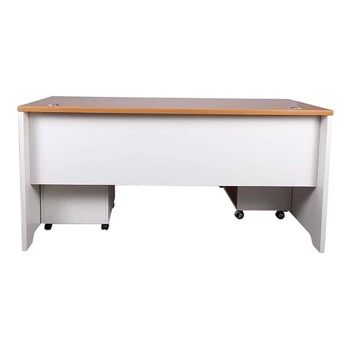 Zelda Melamine 246 16 L Shape Modern Desk Side Return Storage Unit with 2 Drawers - Light Walnut/White