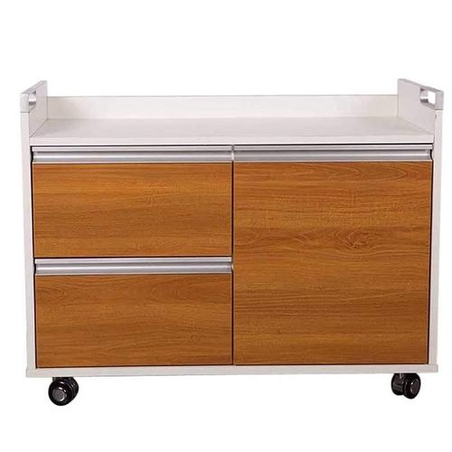 Zelda SR02 Modern Side Rteurn Rolling Drawer - storing space dextrally equipped 2 drawers - Light Walnut/White (Brown)