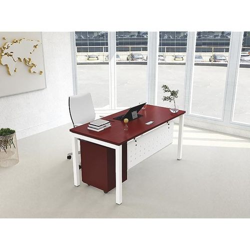 Figura 72-12 Modern Office Workstation Material-Melamine on MDF with Mobile Drawers (120 X 75 Cm, Apple Cherry with Drawer)