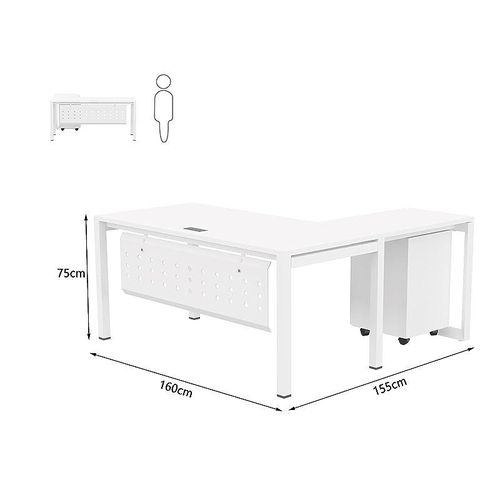 Figura 72-16L White Modern Workstation Material-Melamine on MDF