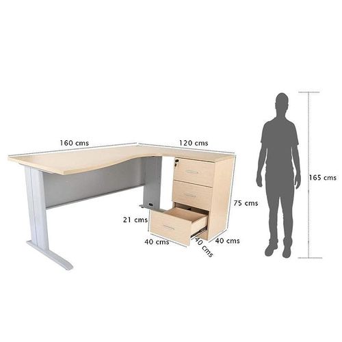 Stazion Modern Office Workstation Desk (160cm, Oak)