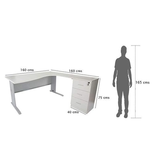 Stazion Modern Office Workstation Desk (160cm, White)