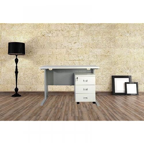 Stazion 1260 Modern Office Desk With Drawers (120Cm) (With Drawers, White)