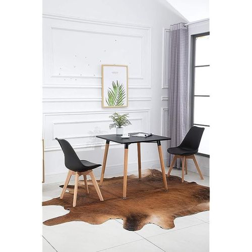 Dining Table with Chair Sets, Simple Modern Design Tables &amp; Chairs for Home Office Bistro Balcony Lawn Breakfast, (PU Black, Dining Set 2 Seater)