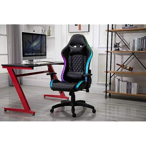 Gaming Chair 1583 Racing Style, Ergonomic, High Back Gaming Chair with RGB LIGHTS, Height Adjustment, Headrest, Lumbar Support, E-Sports