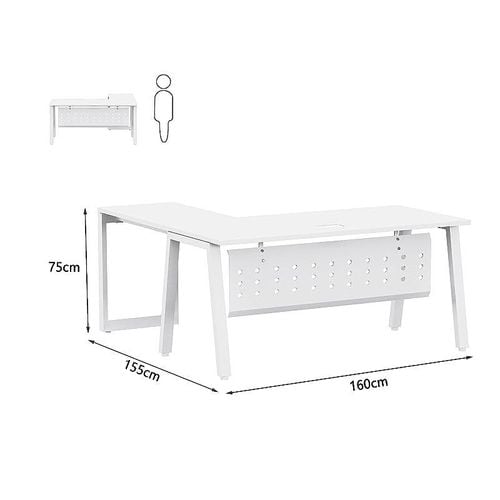 Bentuk Workstations (160cms, White - Without Drawer)