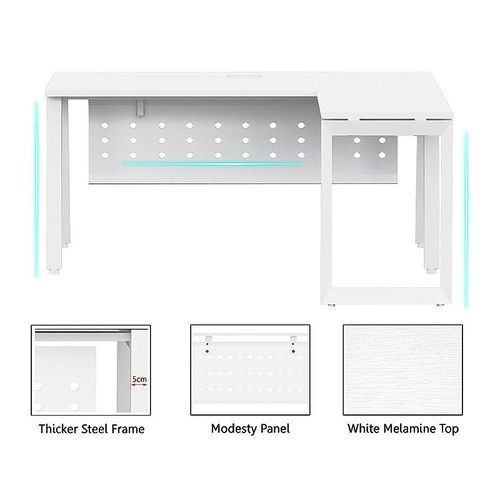 Bentuk Workstations (180cms, White - Without Drawer)