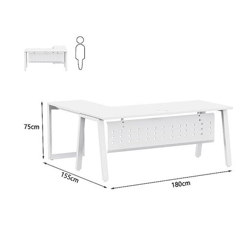 Bentuk Workstations (180cms, White - Without Drawer)