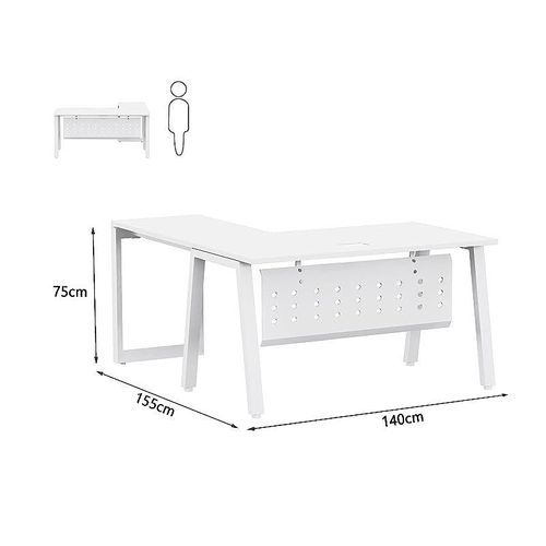 Bentuk Workstations (140cms, White - Without Drawer)