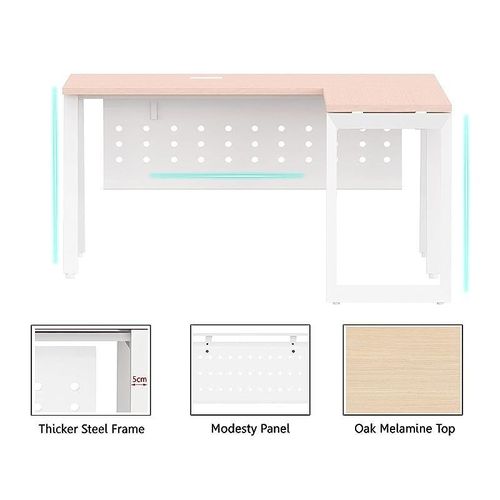 Bentuk Workstations (160cms, Oak - Without Drawer)
