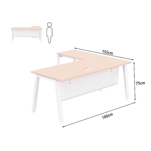 Bentuk Workstations (160cms, Oak - Without Drawer)