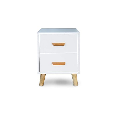 Modern Multifunctional D Nightstand Wooden Side Table Storage Unit with One/Two drawer Home Living Room Bedroom Furniture (Pack of Two, White Dual Drawer)