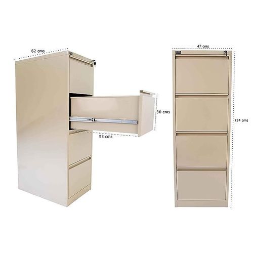 Godrej OEM File Cabinet with Lock, 4 Large Storage steel Cabinet, Metal Portable Cabinet with 4 Drawer, Vertical File Cabinet, 4 Layer Cabinet Office Storage Cabinet for A4/Letter - Beige