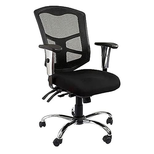 MahmayiCadeira 90804 Modern Medium Back Office Chair Soft Mesh Ergonomic Executive Chair Computer Tilt Chair, Adjustable Height &amp; Arms Thick Padded Metal Base Conference Chair for Home Office Black