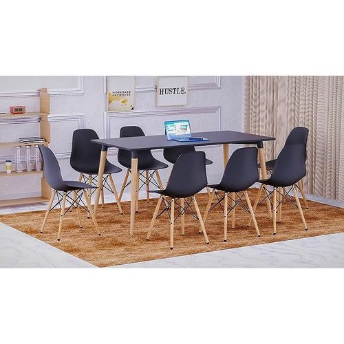 Dining Table with Chair Sets, Simple Modern Design Tables &amp; Chairs for Home Office Bistro Balcony Lawn Breakfast, (DSW-Black, Dining Set 8 Seater)