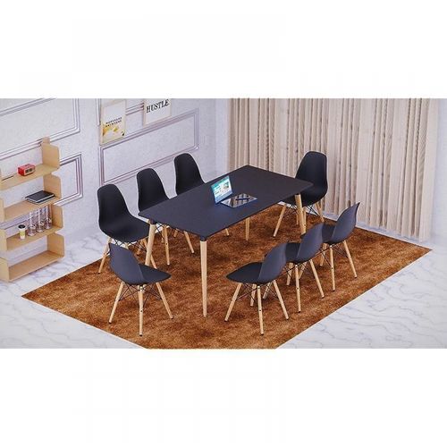 Dining Table with Chair Sets, Simple Modern Design Tables &amp; Chairs for Home Office Bistro Balcony Lawn Breakfast, (DSW-Black, Dining Set 8 Seater)