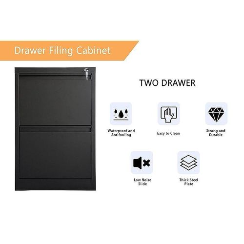 Godrej OEM File Cabinet with Lock Large Storage steel Cabinet, Metal Portable Cabinet with 4 Drawer, Vertical File Cabinet, 4 Layer Cabinet Office Storage Cabinet (2 Drawer, Black)