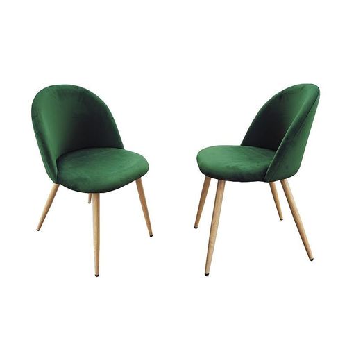 HYDC019 Velvett Green Dining Chair for Living Room | Dining Room Chairs Living Room Chair Velvet Fabric Chair For Hotel Restaurant and Office_Pack of 2