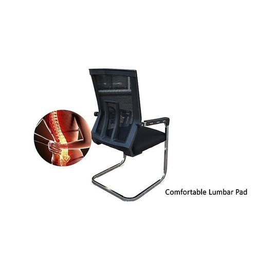 TJ HY-810 Medium Back Mesh Chair, Office Mesh Chair, Ergonomic Visitors Chair - Black