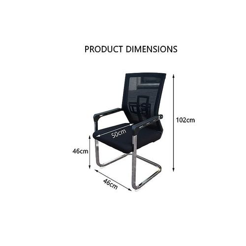 TJ HY-810 Medium Back Mesh Chair, Office Mesh Chair, Ergonomic Visitors Chair - Black