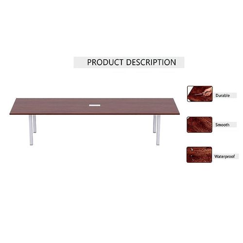 Meeting Table, Figura 72-24, Smooth &amp; Durable Top Conference Table with Wire Management &amp; Metal Legs for Home Office - (6 Seater, U Leg Apple Cherry)
