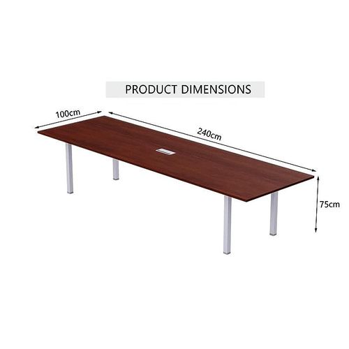 Meeting Table, Figura 72-24, Smooth &amp; Durable Top Conference Table with Wire Management &amp; Metal Legs for Home Office - (6 Seater, U Leg Apple Cherry)