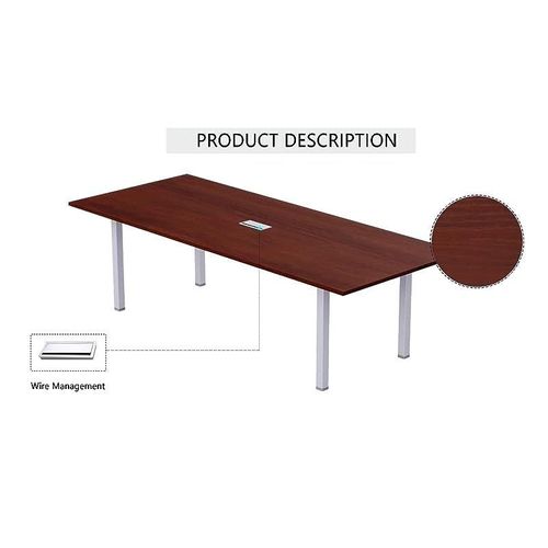 Meeting Table, Figura 72-18, Smooth &amp; Durable Top Conference Table with Wire Management &amp; Metal Legs for Home Office - (4 Seater, U Leg Apple Cherry)