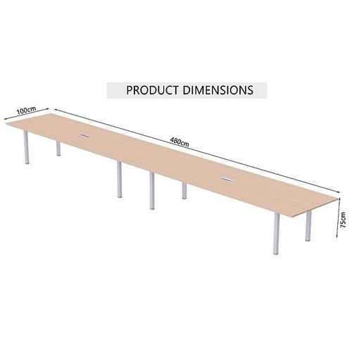 Meeting Table, Figura 72-48, Smooth &amp; Durable Top Conference Table with Wire Management &amp; Metal Legs for Home Office - (12 Seater, U Leg Oak)