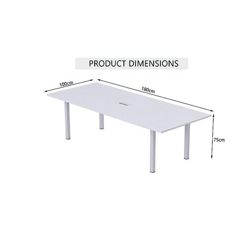 Meeting Table, Figura 72-18, Smooth &amp; Durable Top Conference Table with Wire Management &amp; Metal Legs for Home Office - (4 Seater, U Leg White)
