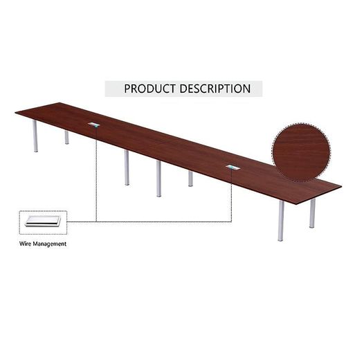 Meeting Table, Figura 72-48, Smooth &amp; Durable Top Conference Table with Wire Management &amp; Metal Legs for Home Office - (12 Seater, U Leg Apple Cherry)
