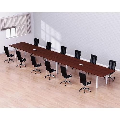 Meeting Table, Figura 72-48, Smooth &amp; Durable Top Conference Table with Wire Management &amp; Metal Legs for Home Office - (12 Seater, U Leg Apple Cherry)
