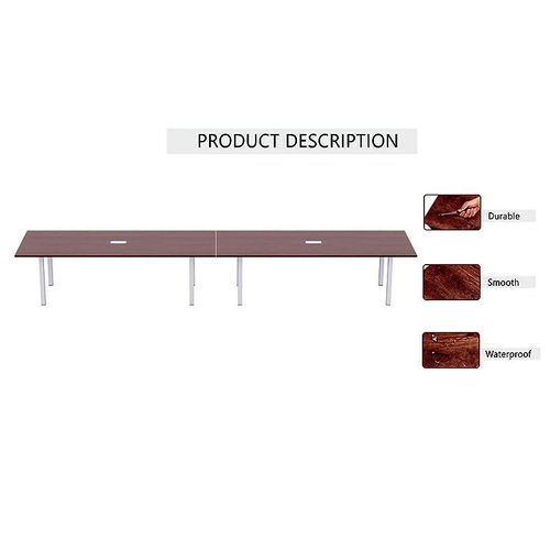 Meeting Table, Figura 72-48, Smooth &amp; Durable Top Conference Table with Wire Management &amp; Metal Legs for Home Office - (12 Seater, U Leg Apple Cherry)