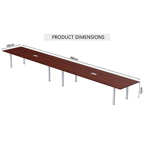 Meeting Table, Figura 72-48, Smooth &amp; Durable Top Conference Table with Wire Management &amp; Metal Legs for Home Office - (12 Seater, U Leg Apple Cherry)