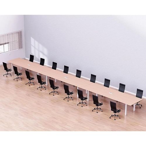 Meeting Table, Figura 72-72, Smooth &amp; Durable Top Conference Table with Wire Management &amp; Metal Legs for Home Office - (18 Seater, U Leg Oak)