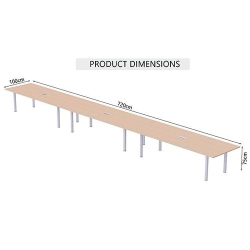 Meeting Table, Figura 72-72, Smooth &amp; Durable Top Conference Table with Wire Management &amp; Metal Legs for Home Office - (18 Seater, U Leg Oak)