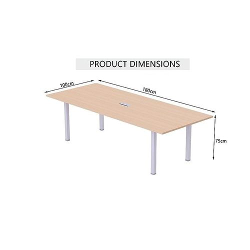 Meeting Table, Figura 72-18, Smooth &amp; Durable Top Conference Table with Wire Management &amp; Metal Legs for Home Office - (4 Seater, U Leg Oak)
