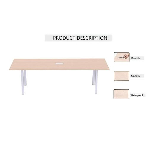 Meeting Table, Figura 72-18, Smooth &amp; Durable Top Conference Table with Wire Management &amp; Metal Legs for Home Office - (4 Seater, U Leg Oak)