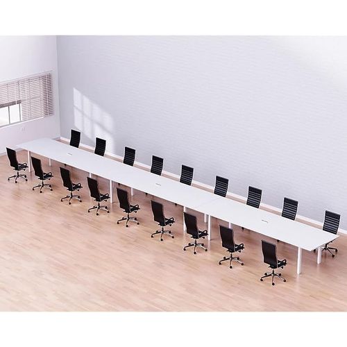 Meeting Table, Figura 72-72, Smooth &amp; Durable Top Conference Table with Wire Management &amp; Metal Legs for Home Office - (18 Seater, U Leg White)