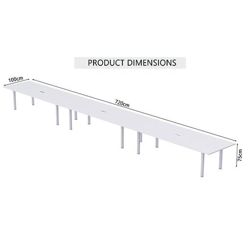 Meeting Table, Figura 72-72, Smooth &amp; Durable Top Conference Table with Wire Management &amp; Metal Legs for Home Office - (18 Seater, U Leg White)