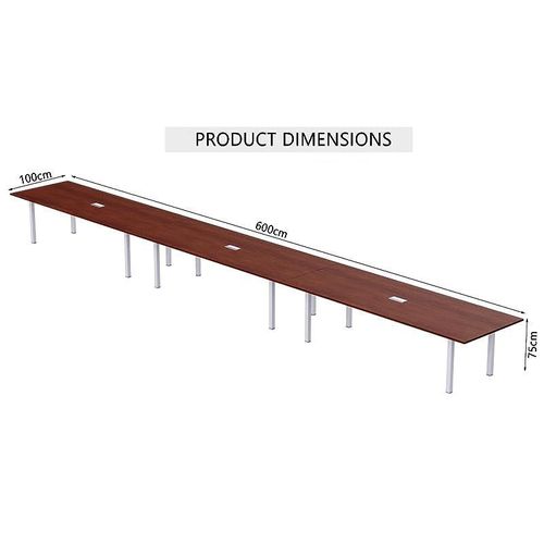 Meeting Table, Figura 72-60, Smooth &amp; Durable Top Conference Table with Wire Management &amp; Metal Legs for Home Office - (14 Seater, U Leg Apple Cherry)