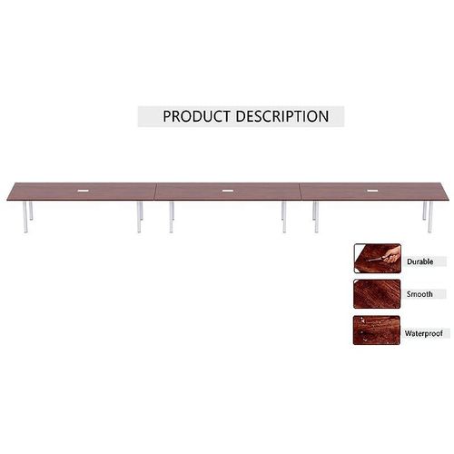 Meeting Table, Figura 72-60, Smooth &amp; Durable Top Conference Table with Wire Management &amp; Metal Legs for Home Office - (14 Seater, U Leg Apple Cherry)