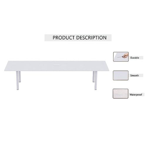 Meeting Table, Figura 72-24, Smooth &amp; Durable Top Conference Table with Wire Management &amp; Metal Legs for Home Office - (6 Seater, U Leg White)