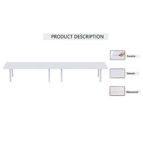 Meeting Table, Figura 72-48, Smooth &amp; Durable Top Conference Table with Wire Management &amp; Metal Legs for Home Office - (12 Seater, U Leg White)